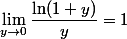 \lim_{y\to 0}\dfrac{\ln(1+y)}{y}=1